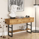 Vue d’angle de la console SÉOUL – Meuble d’entrée bois et métal style moderne. lebomeuble